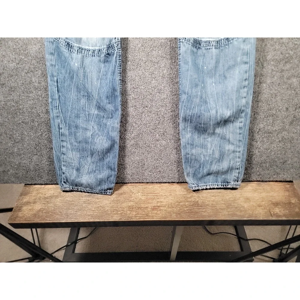 True Religion Moto Slim Big T Jeans Mens 38x32 Blue Biker Distressed Y2K Stretch